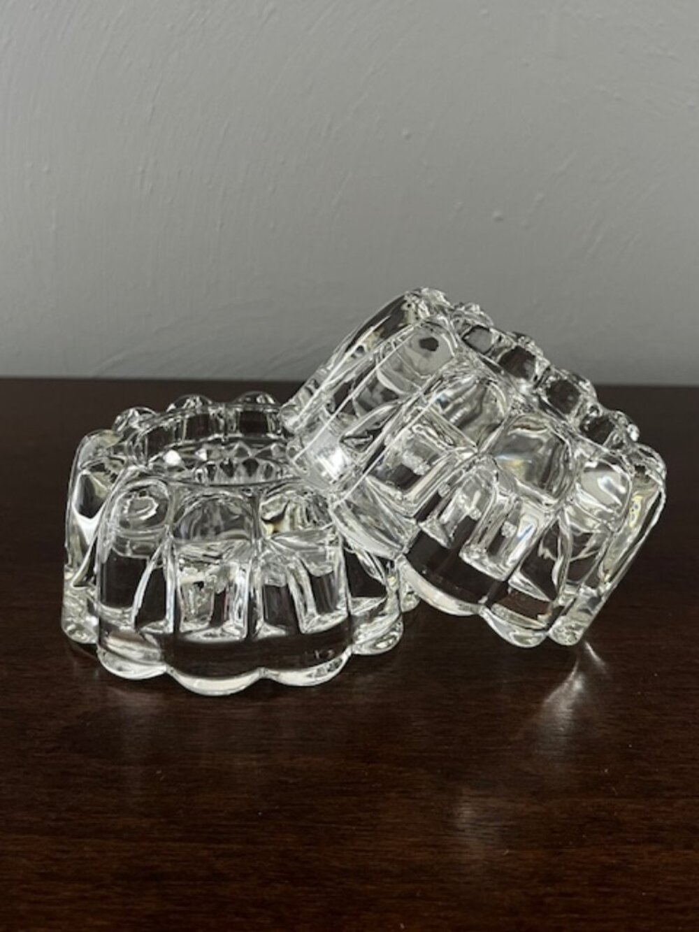 Clear Glass Taper Candle Holders - Set of 2